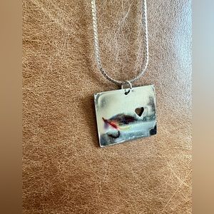 Silver fly fishing pendant